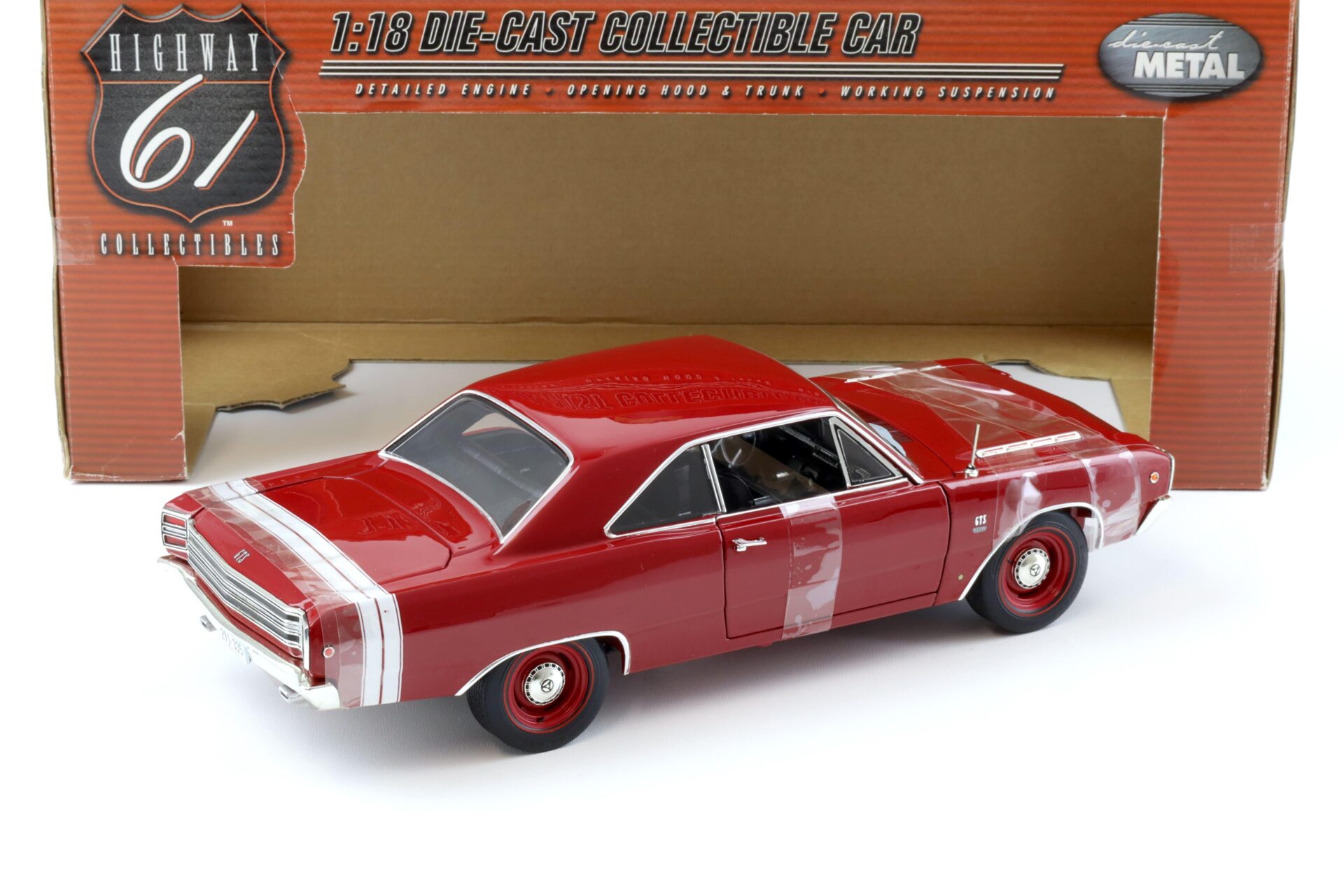 1:18 Highway61 Dodge Dart GT Sport GTS 383 Four Barrel 1968 dark red/ white
