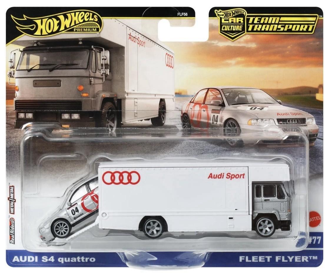 1:64 Hot Wheels Premium 2025 Team Transport JBM30 Audi S4 Quattro + Fleet Flyer