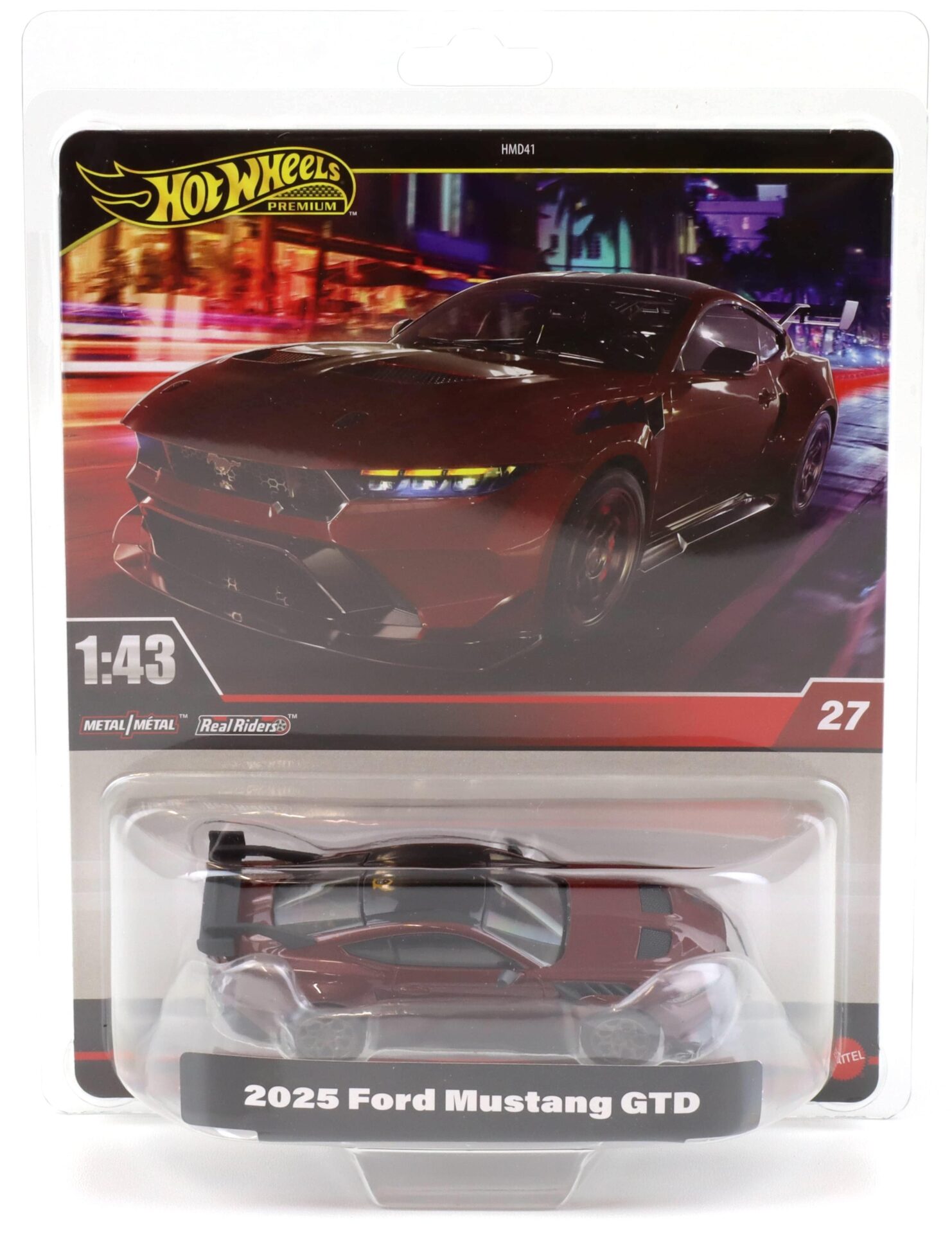 1:43 Hot Wheels Premium 2025 Real Riders JCN73 Ford Mustang GTD 2025 dark red