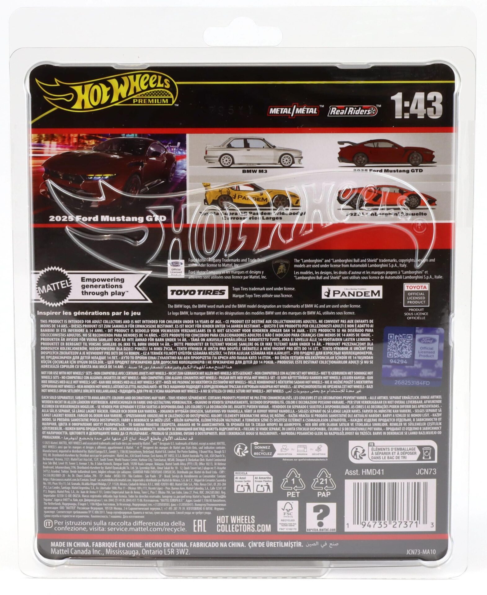1:43 Hot Wheels Premium 2025 Real Riders JCN73 Ford Mustang GTD 2025 dark red