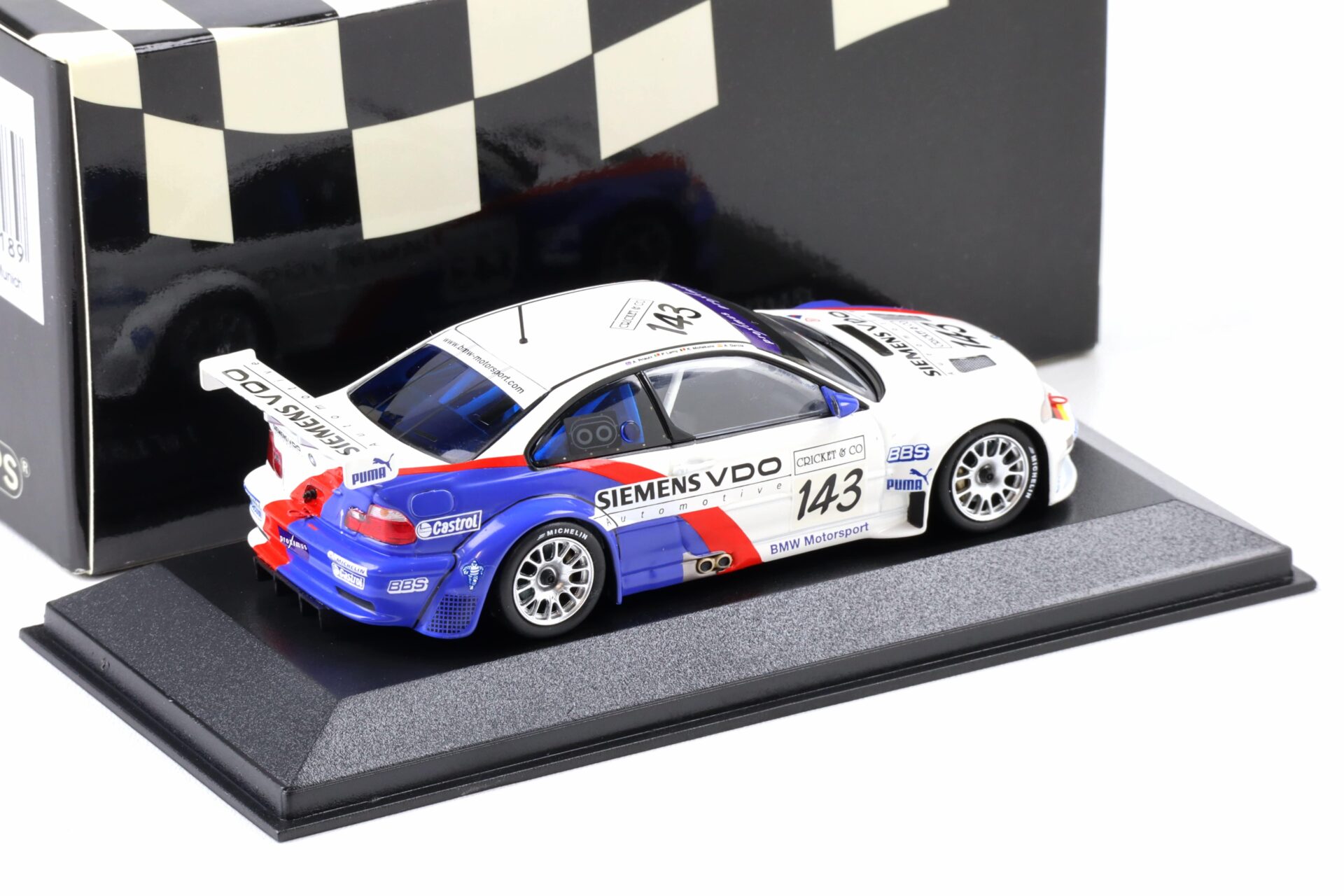 1:43 Minichamps BMW M3 E46 GTR 24h SPA 2004 #143 Lamy/ Priaulx