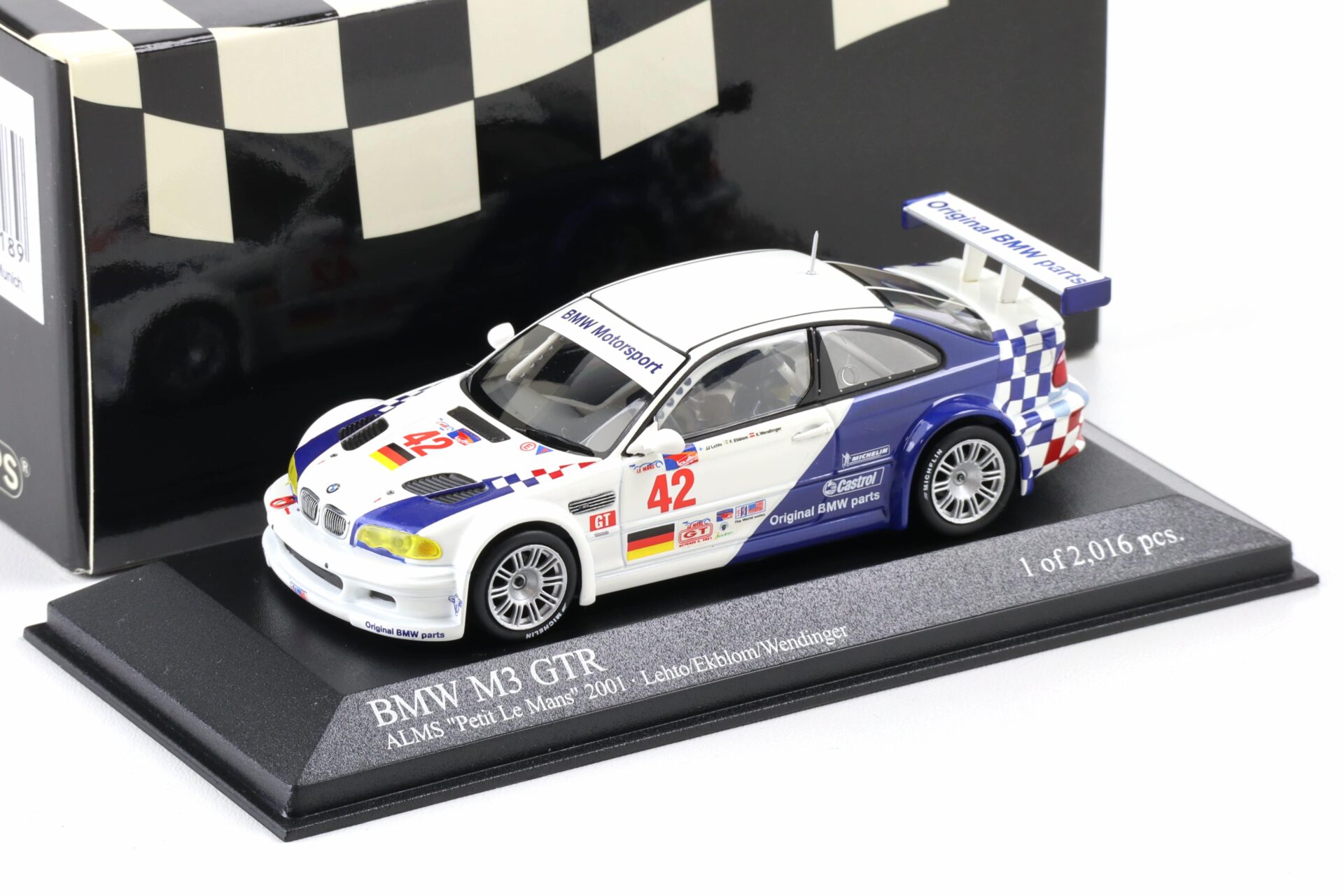 1:43 Minichamps BMW M3 E46 GTR Petit Le Mans 2001 #42 Lehto/ Ekblom/ Wendlinger