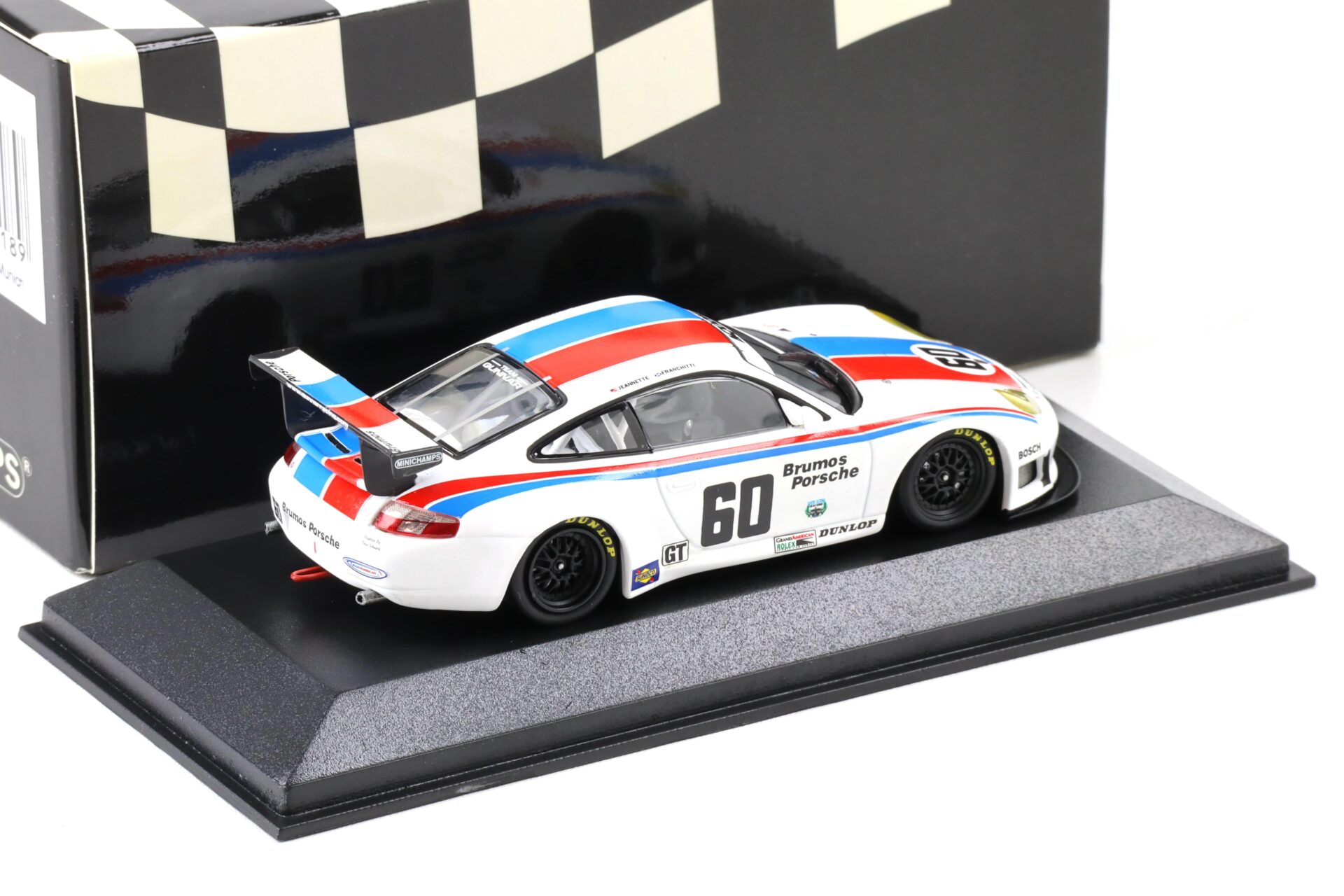 1:43 Minichamps Porsche 911 996 GT3 RS 2004 Barber Park 250 Brunos #60 Franchitti