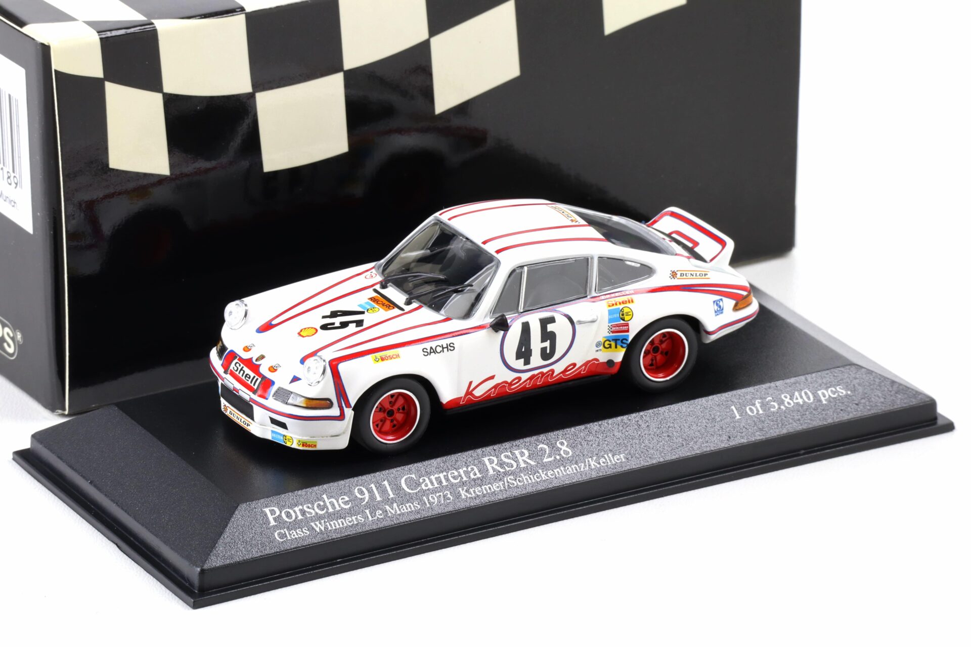 1:43 Minichamps Porsche 911 Carrera RSR 2.8 Class Winner 24h Le Mans 1973 Kremer