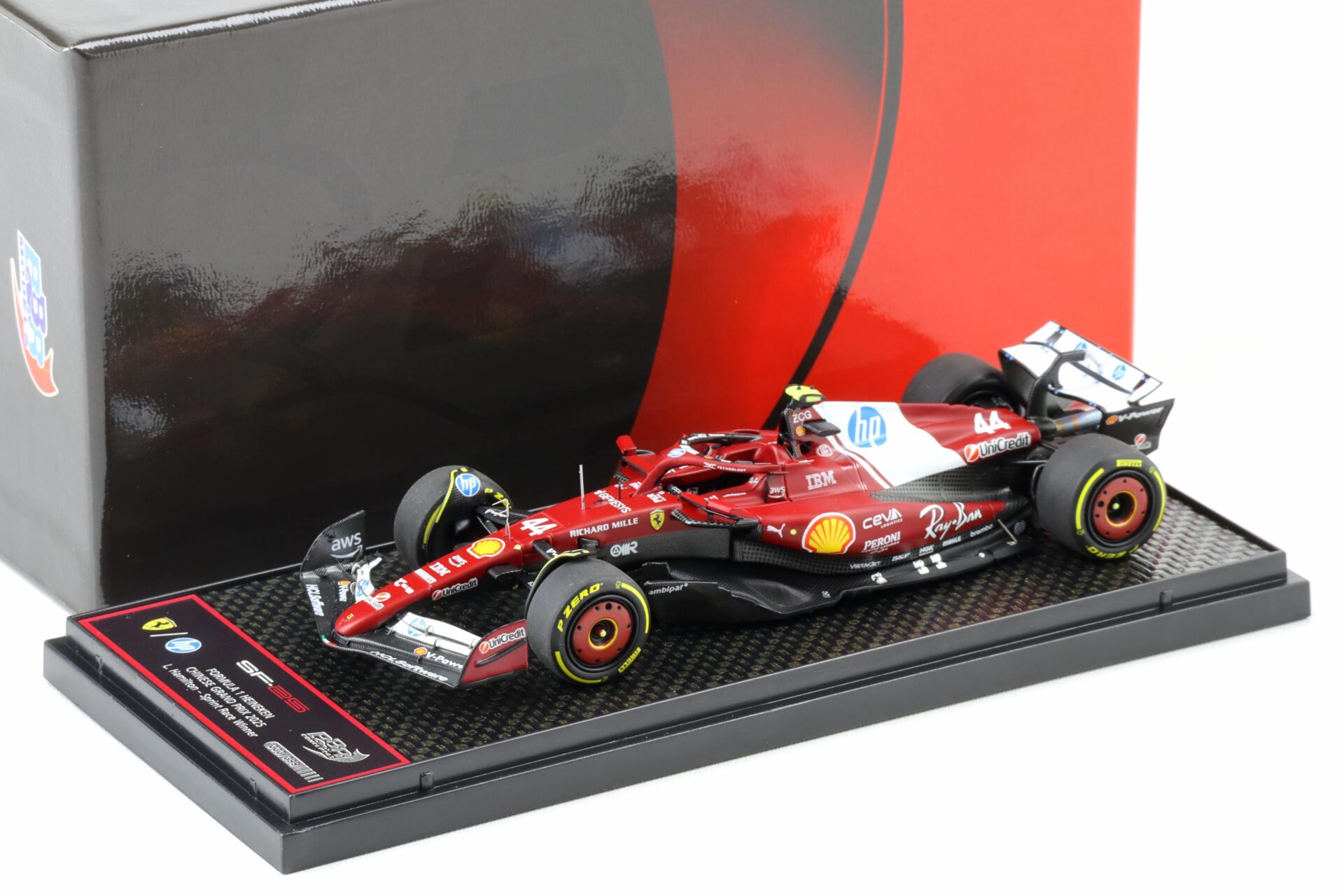 ID 104977 orig.jpg 1:43 BBR Ferrari SF-25 F1 Chinese GP 2025 Sprint Race Winner Hamilton #44 - Limited 399 pcs.