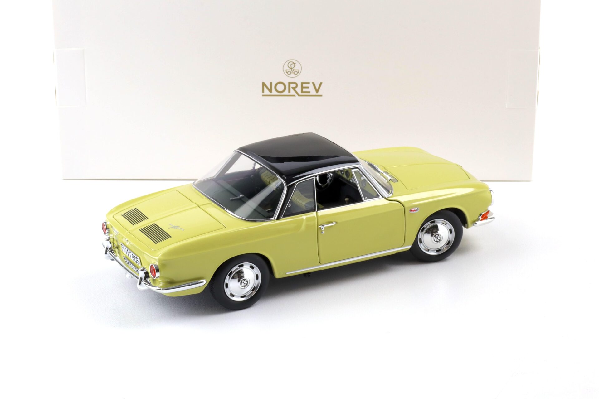 1:18 Norev VW Karmann Ghia 1500 Typ 34 Manila yellow/ black top 1961 - Limited 1000 pcs.