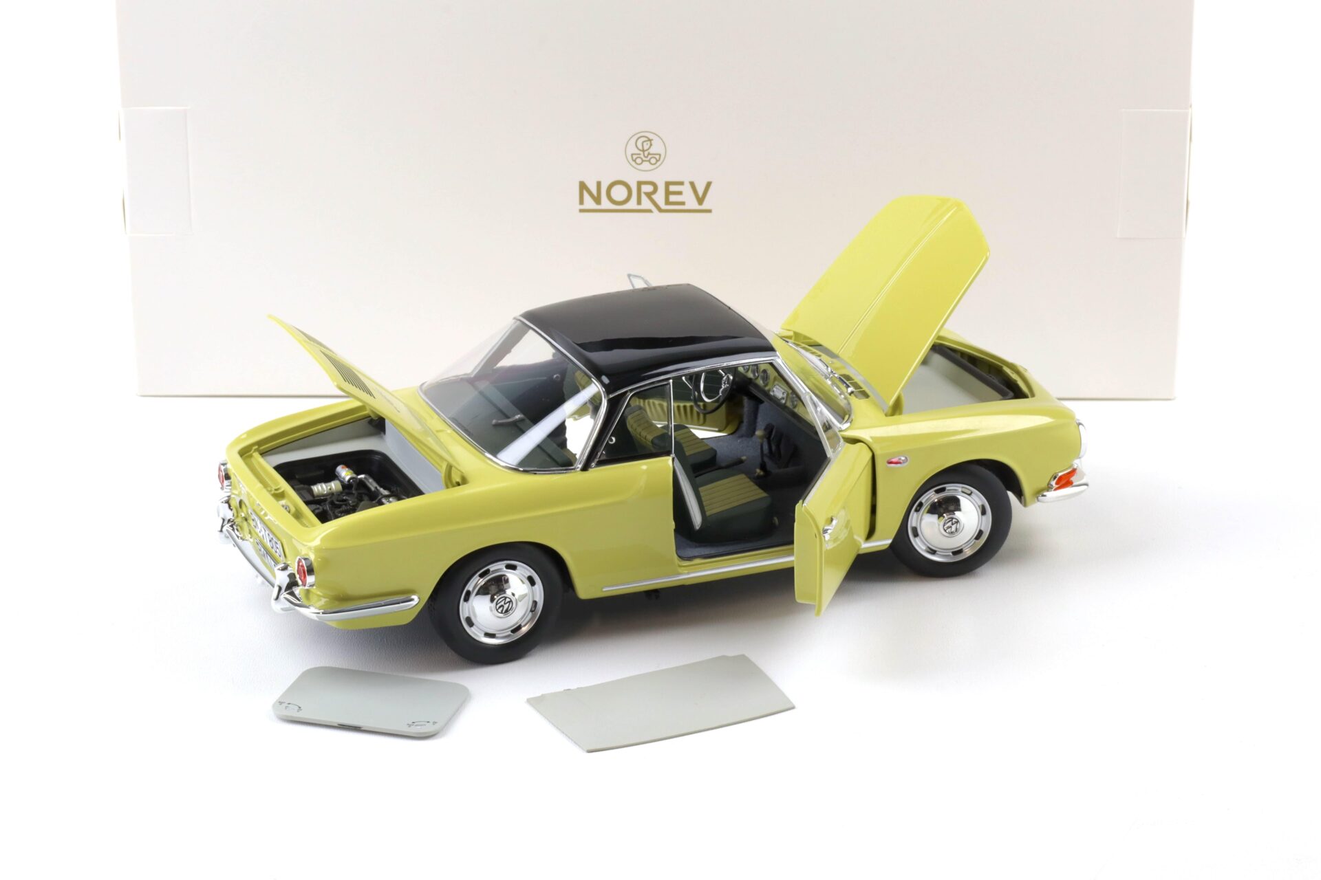 1:18 Norev VW Karmann Ghia 1500 Typ 34 Manila yellow/ black top 1961 - Limited 1000 pcs.