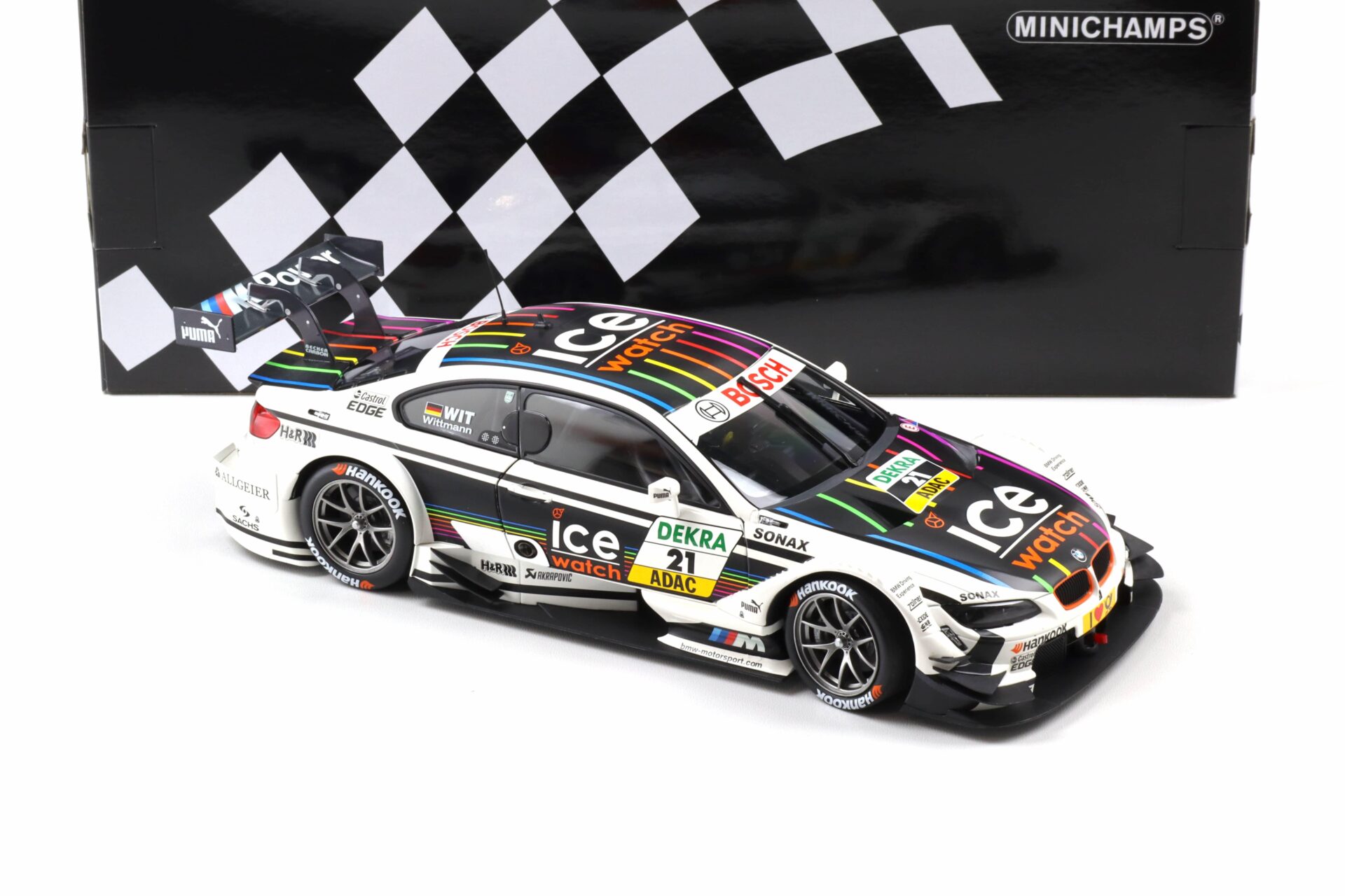 1:18 Minichamps BMW M3 E92 DTM Team MTEK #21 Ice Watch Wittmann 2013