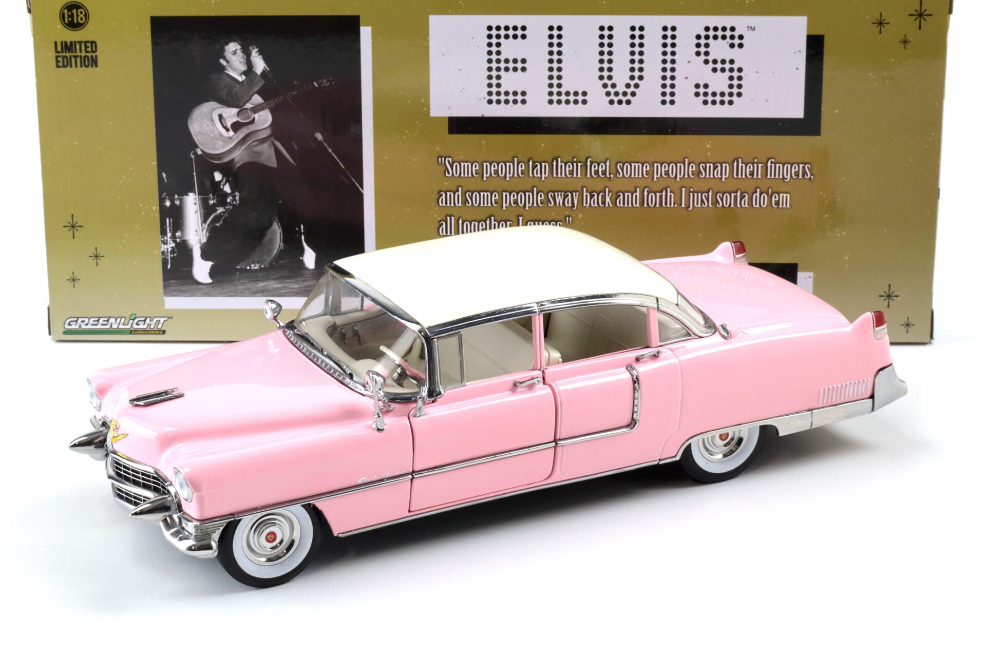 1:18 Greenlight 1955 Cadillac Fleetwood Series 60 Elvis Presley pink/ white roof