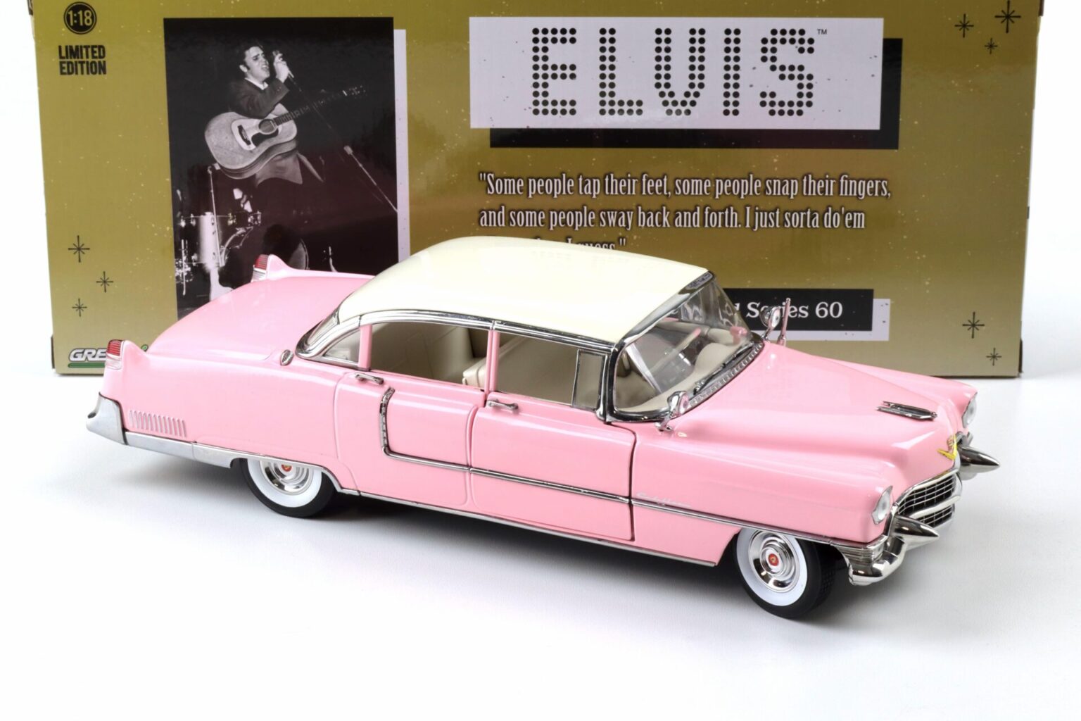 GreenLight 37120 - Cadillac Fleetwood Series 60 Del 1955, Scala 1:64, Blu Con Fiamme Blu - Modello Diecast - Foto 5
