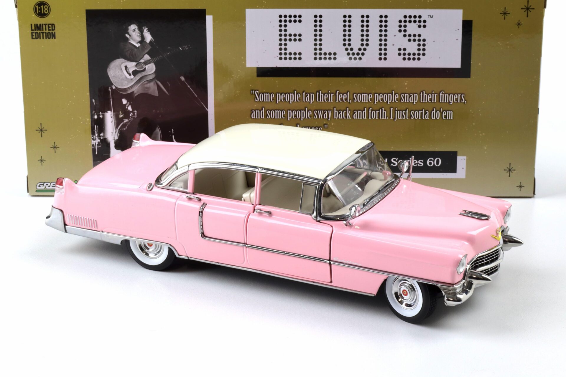1:18 Greenlight 1955 Cadillac Fleetwood Series 60 Elvis Presley pink/ white roof