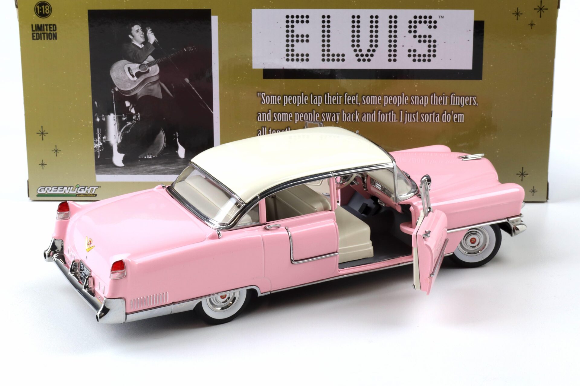 1:18 Greenlight 1955 Cadillac Fleetwood Series 60 Elvis Presley pink/ white roof