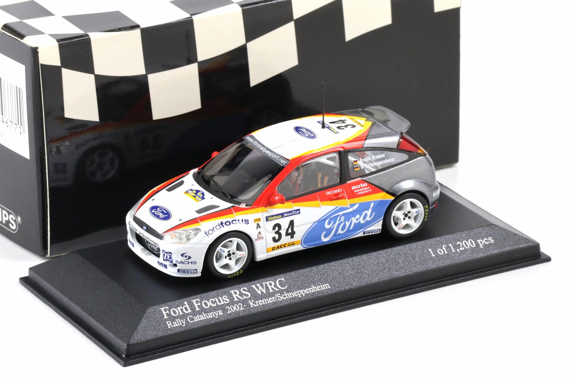1:43 Minichamps Ford Focus WRC Rally Catalunya 2002 Kremer/ Schneppenheim #34