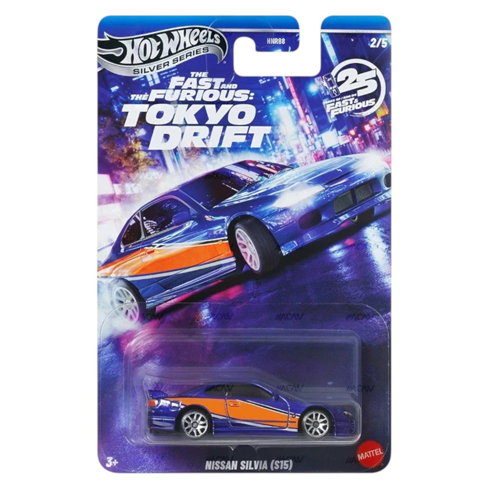 1:64 Hot Wheels 2025 Fast & Furious Tokyo Drift - JKX06 Nissan Silvia (S15) blue/ orange