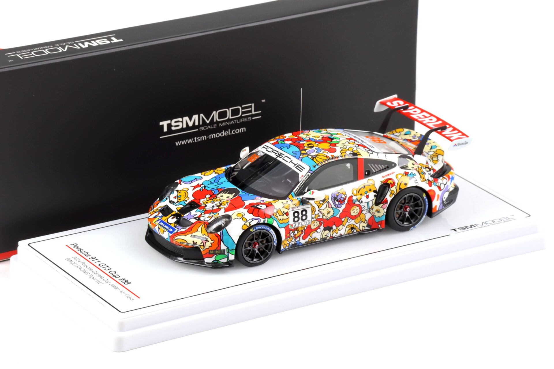 1:43 TSM Model Porsche 911 GT3 Cup #88 Japan Am Class 2024 Bingo Racing Tiger Wu