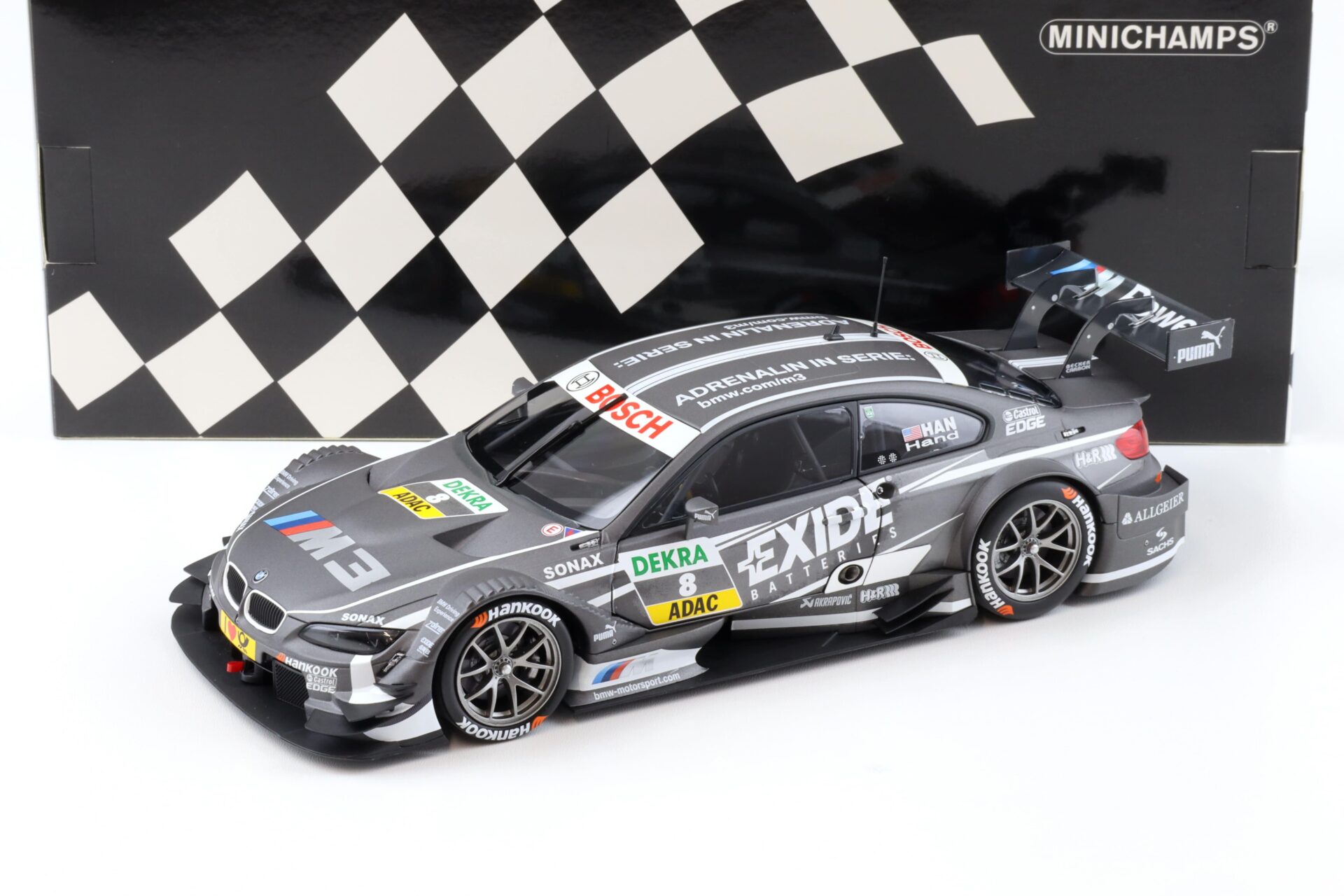 1:18 Minichamps BMW M3 E92 DTM Team RBM J.Hand #8 EXIDE DTM 2013