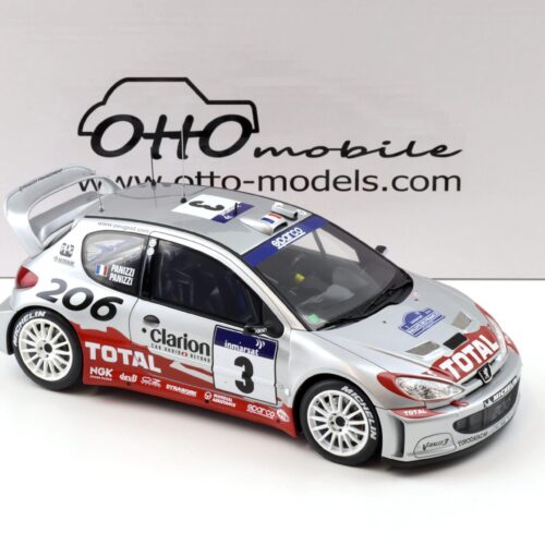 1:18 OTTO mobile OT1085 Peugeot 206 WRC #3 Tour de Corse 2002 Panizzi