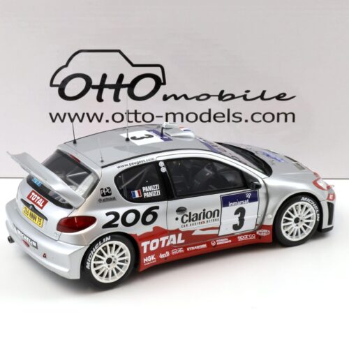 1:18 OTTO mobile OT1085 Peugeot 206 WRC #3 Tour de Corse 2002 Panizzi
