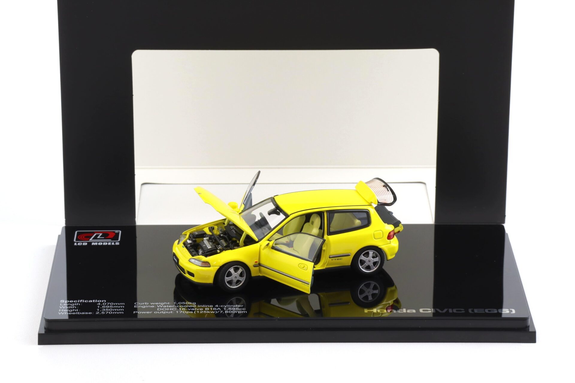 1:43 LCD Models Honda Civic SiR II (EG6) VTEC 1993 yellow LCD43010-YE