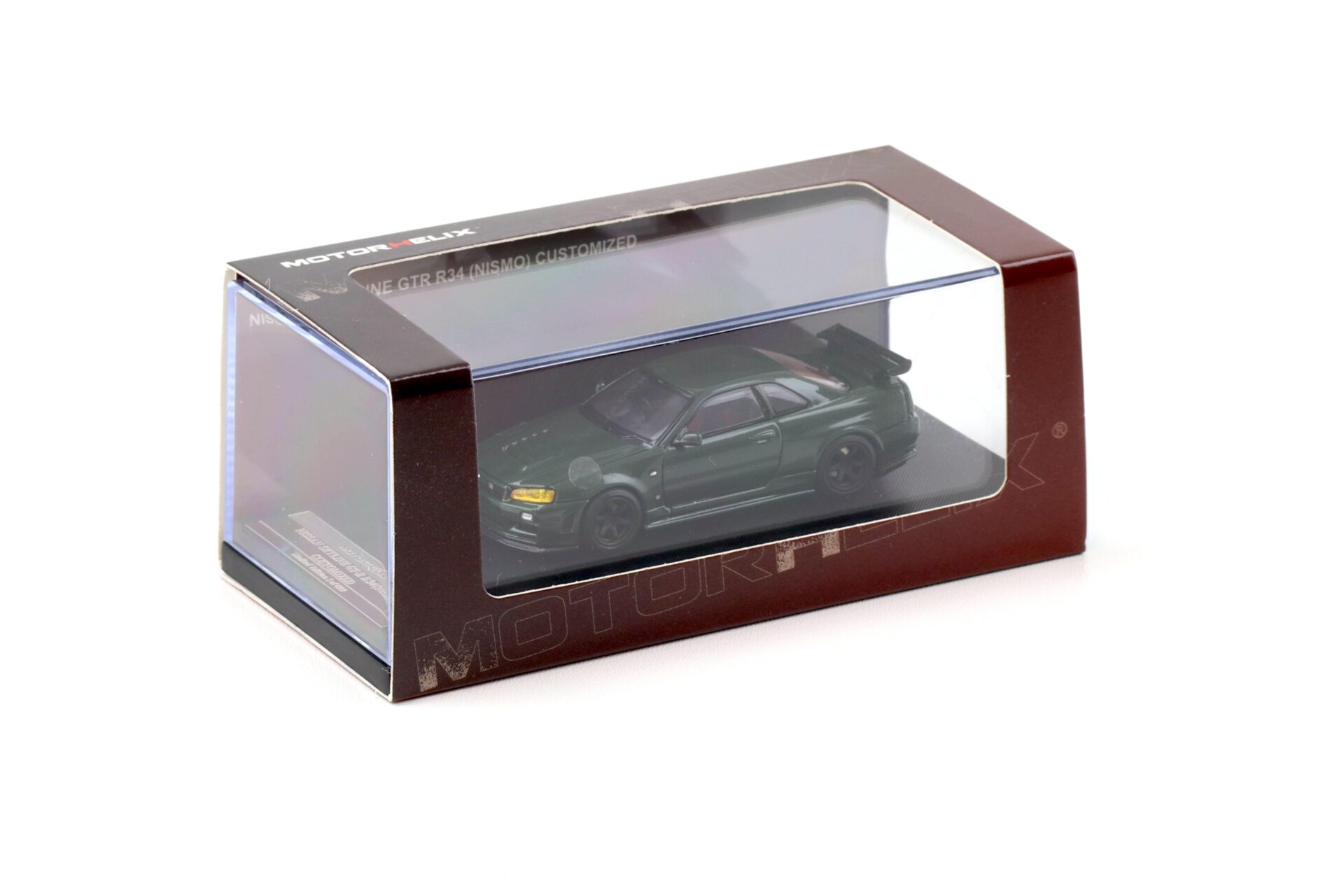 1:64 Motorhelix Nissan Skyline GT-R R34 Nismo CRS dark green M63421