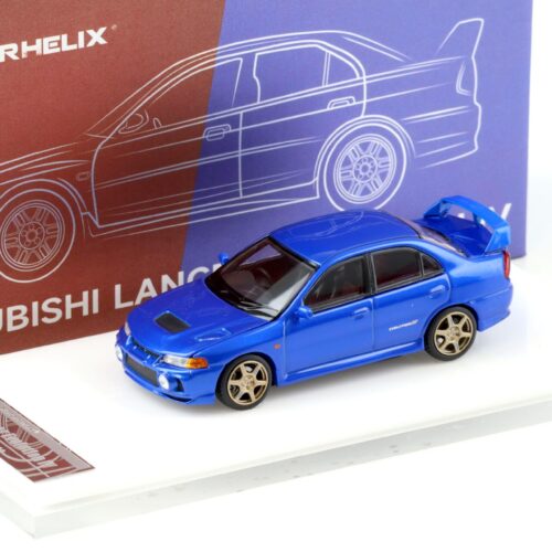 1:64 Motorhelix Mitsubishi Lancer Evolution IV Metal blue + wheels HEC EXPO