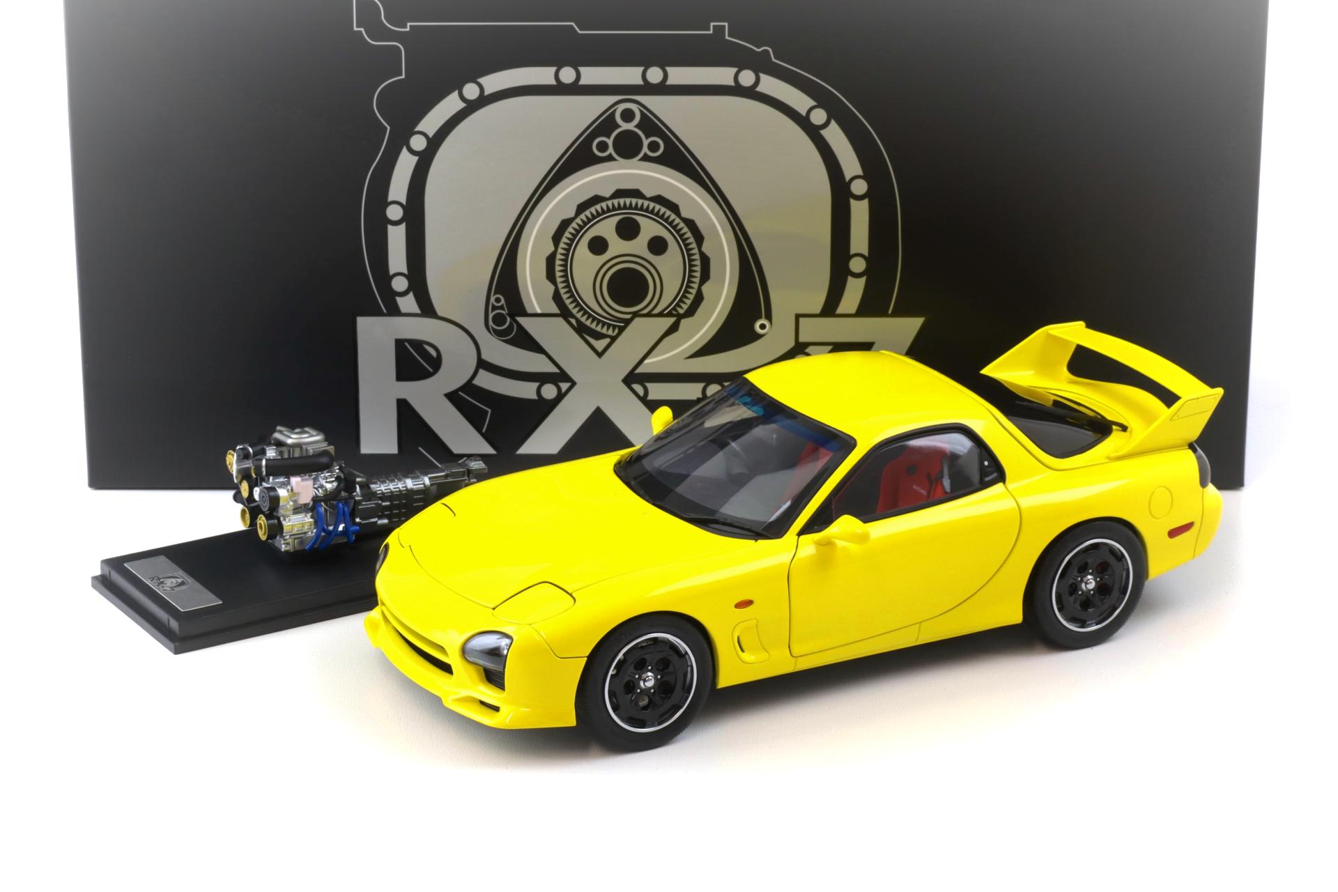 1:18 Polar Master Mazda RX-7 Speed Coupe yellow with engine PLM22-002-1