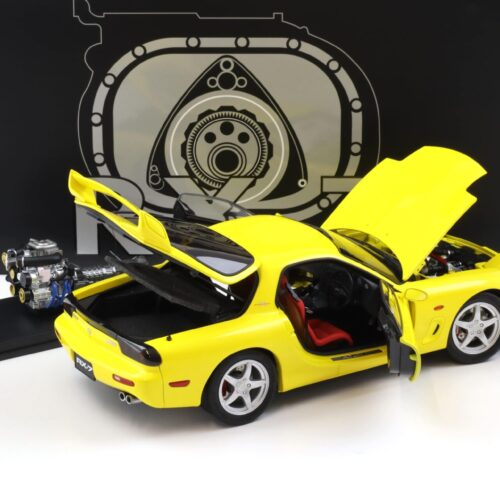 1:18 Polar Master Mazda RX-7 Bathurst R Coupe yellow with engine PLM22-001-5