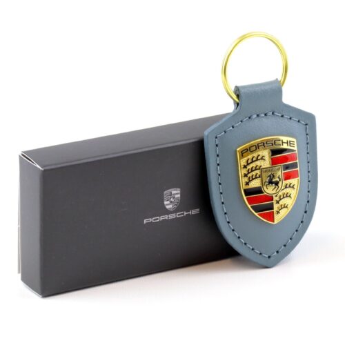 Llavero original Porsche Crest Keychain Piel Shore azul WAP DEALER - Imagen 1