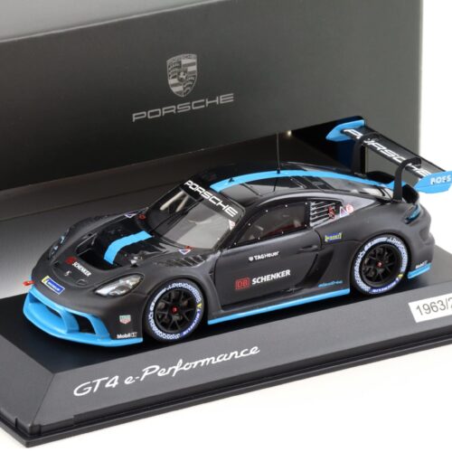 1:43 Spark Porsche Cayman GT4 e-Performance 2022 black/ blue WAP DEALER
