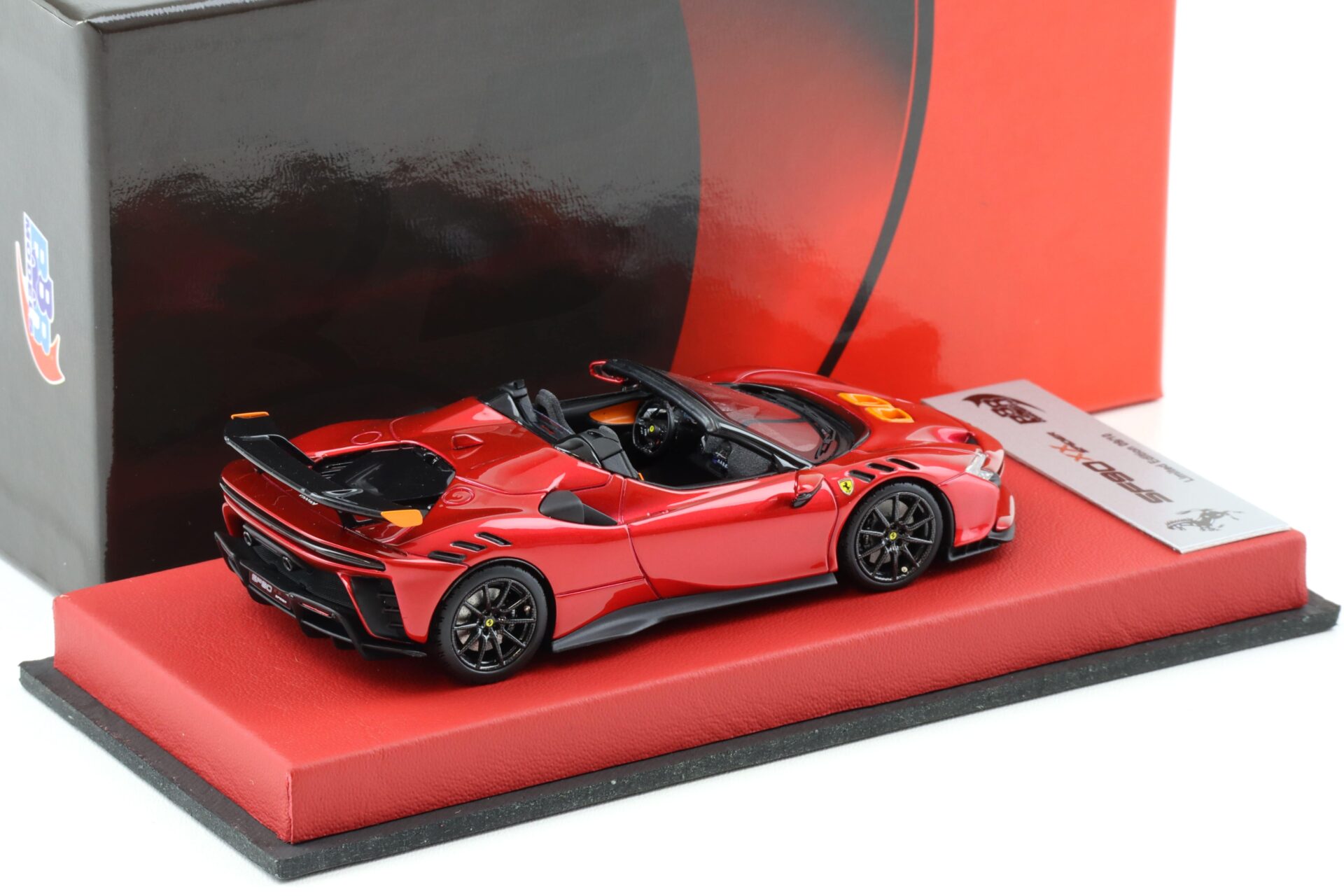 1:43 BBR Ferrari SF90XX Spider Rosso Fuoco with leather base - Limited 10 pcs.