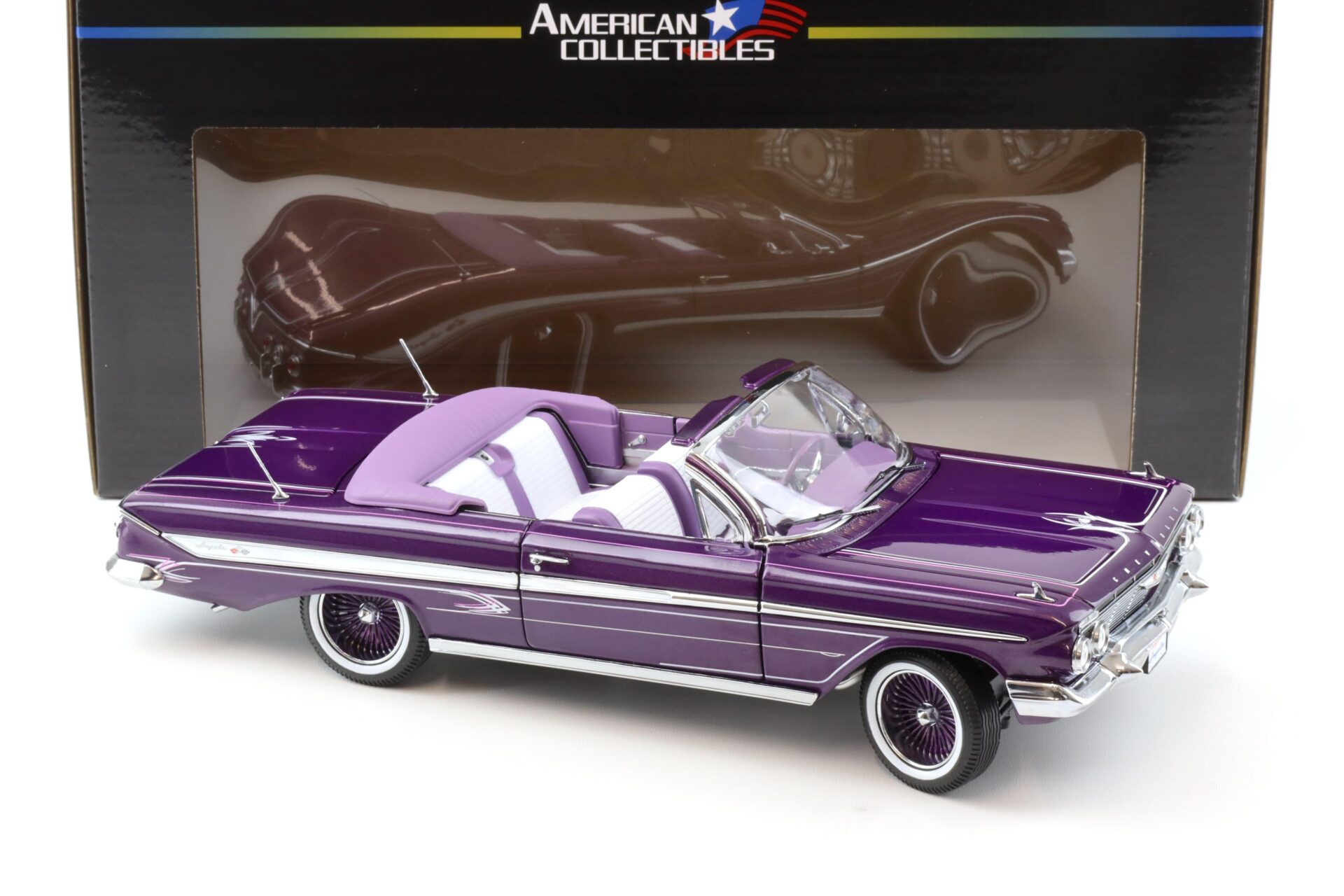 1:18 Sun Star 1961 Chevrolet Impala Lowrider open Convertible purple metallic