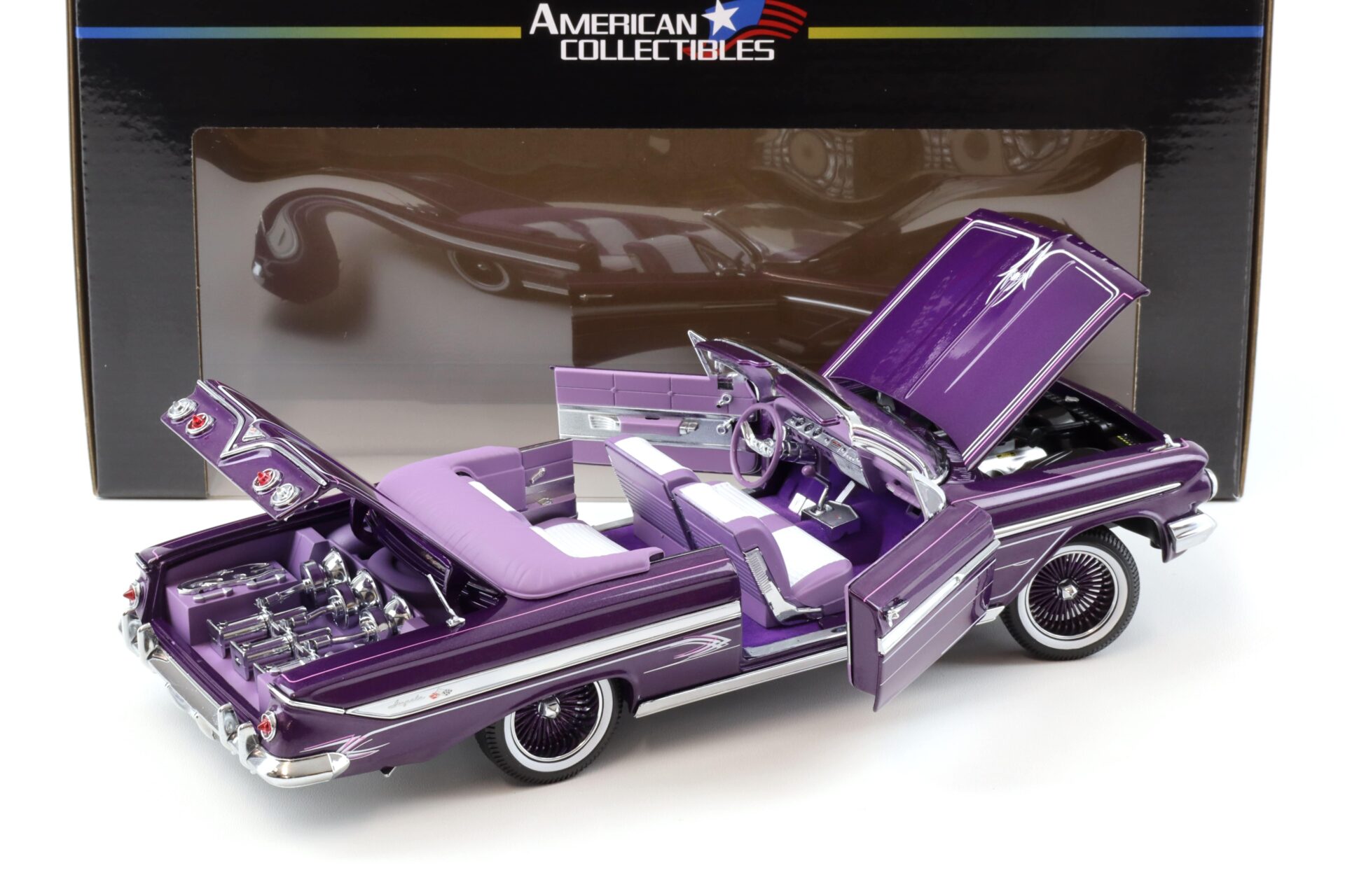 1:18 Sun Star 1961 Chevrolet Impala Lowrider open Convertible purple metallic