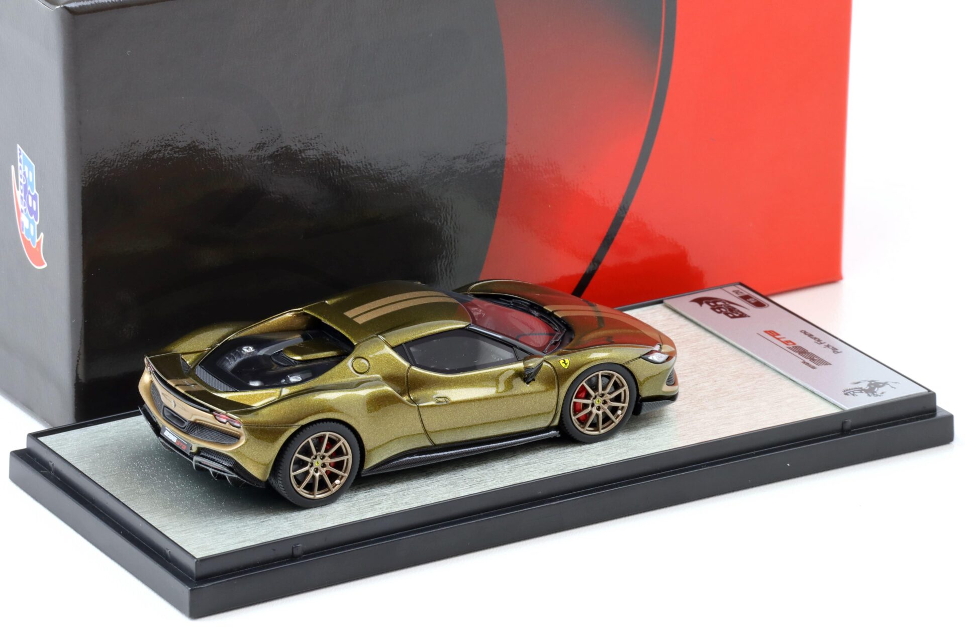 1:43 BBR Ferrari 296 Assetto Fiorano Verde Volterra/ gloss beige stripe - Limited 20 pcs.