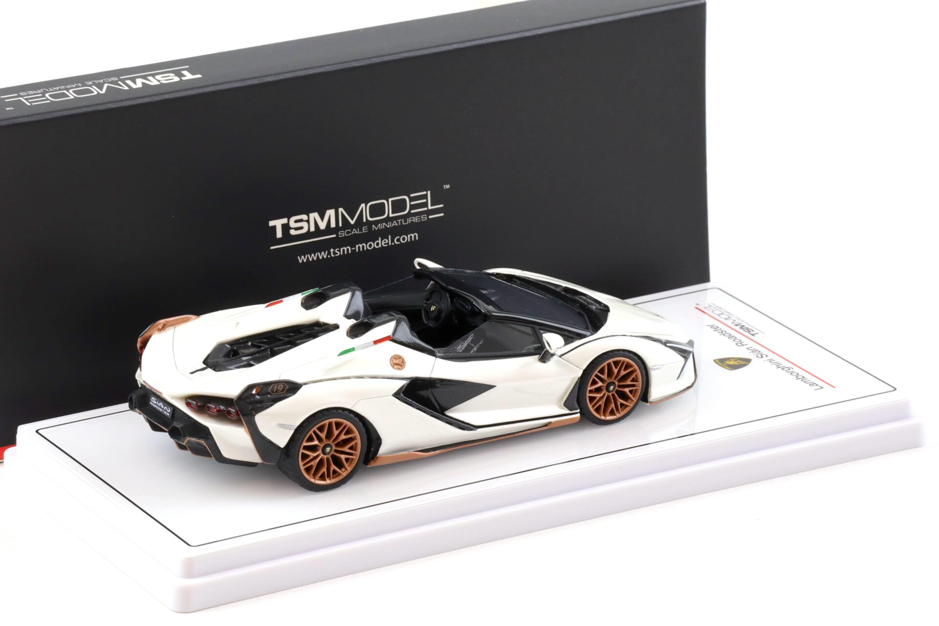 1:43 TSM Model Lamborghini Sian Roadster Bianco Asopo TSM430832