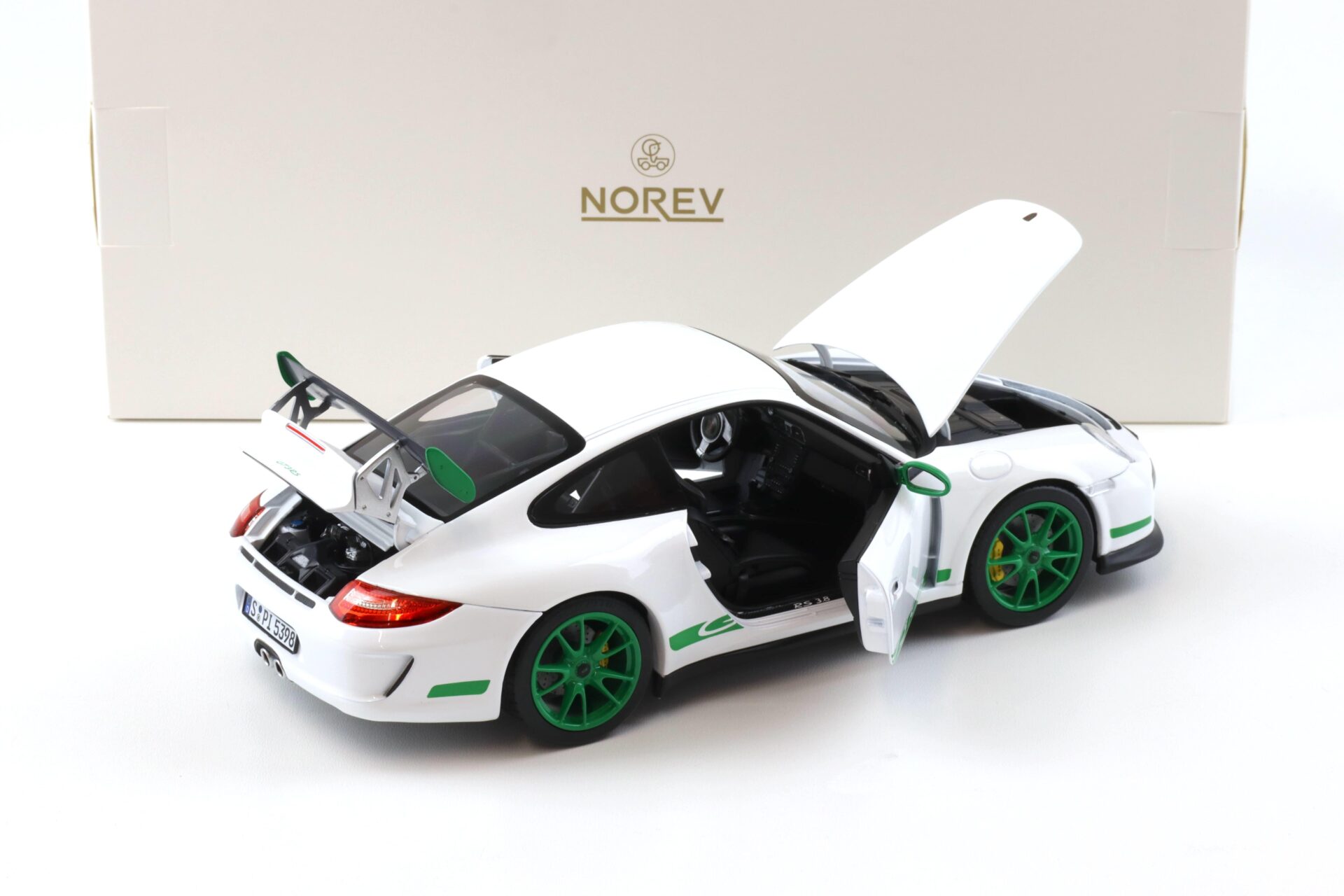 1:18 Norev Porsche 911 997.2 GT3 RS Coupe 2009 white/ green - Limited 300 pcs.