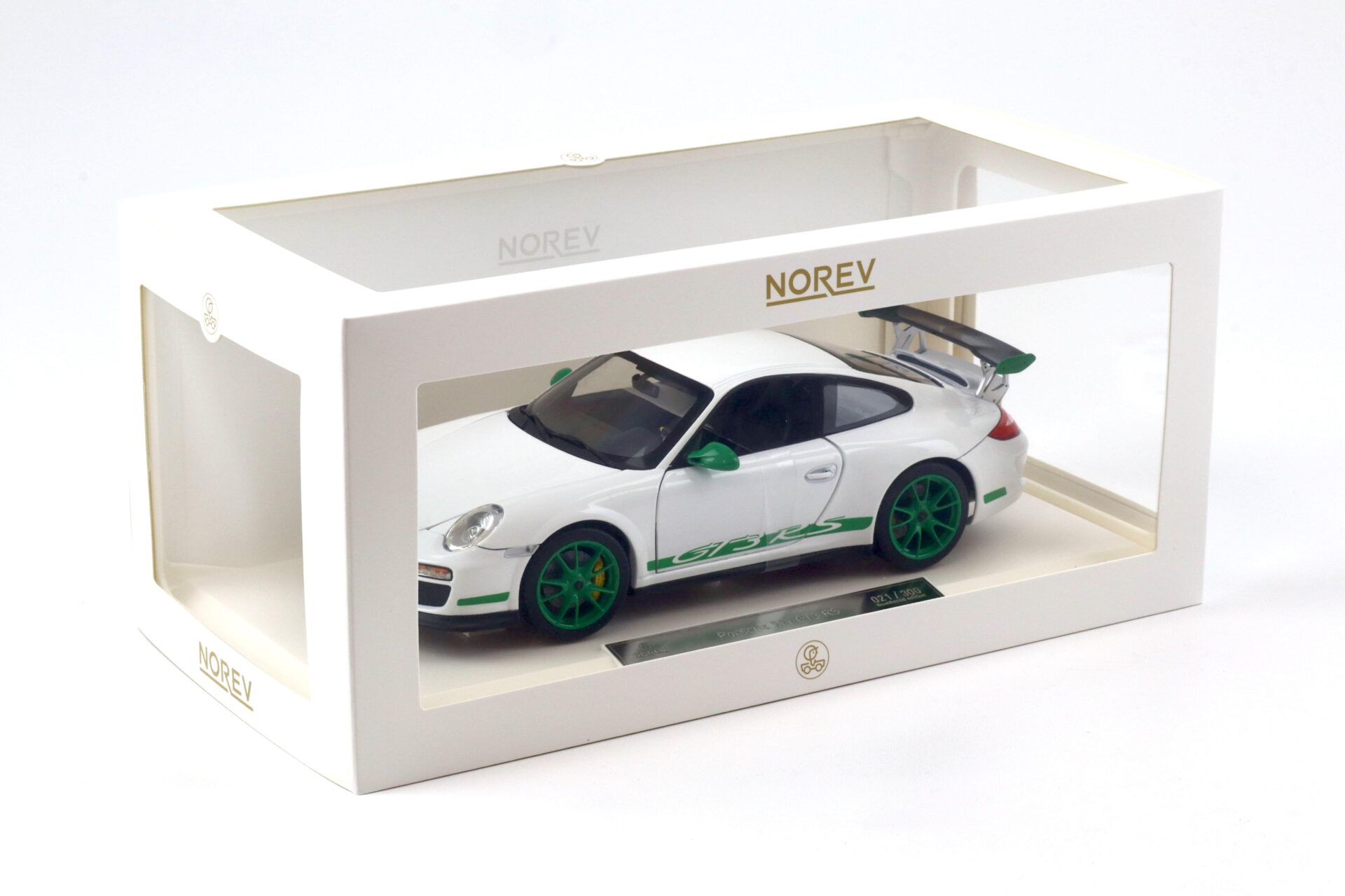 1:18 Norev Porsche 911 997.2 GT3 RS Coupe 2009 white/ green - Limited 300 pcs.