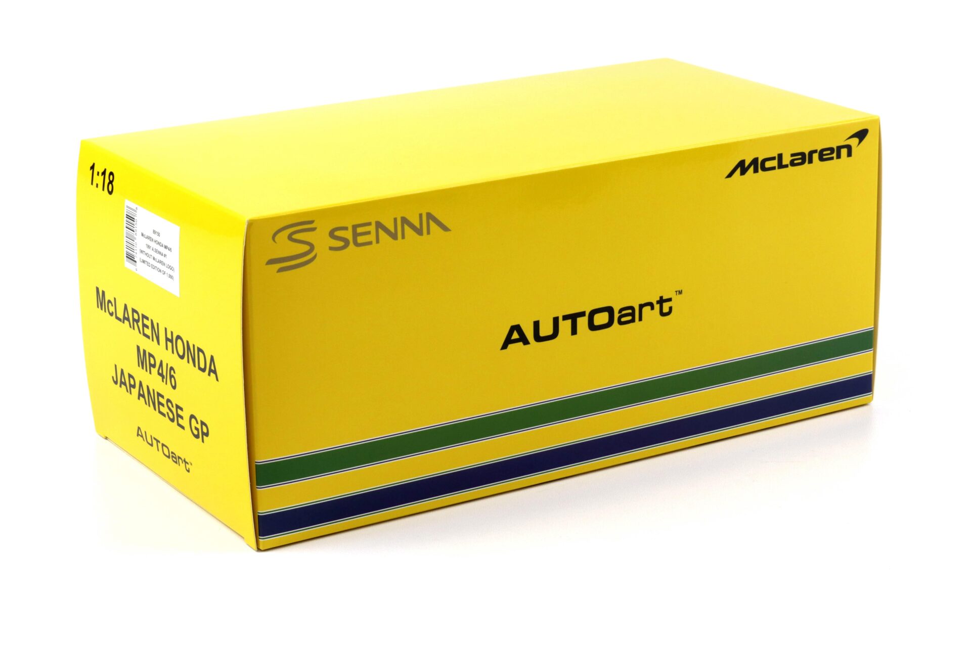 1:18 AUTOart McLAREN Honda MP4/6 Japanese GP 1991 A.Senna #1 without McLaren Logo