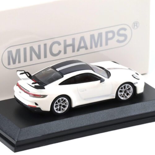 1:64 Minichamps Porsche 911 992 GT3 Coupe Carrera white/ silver stripes