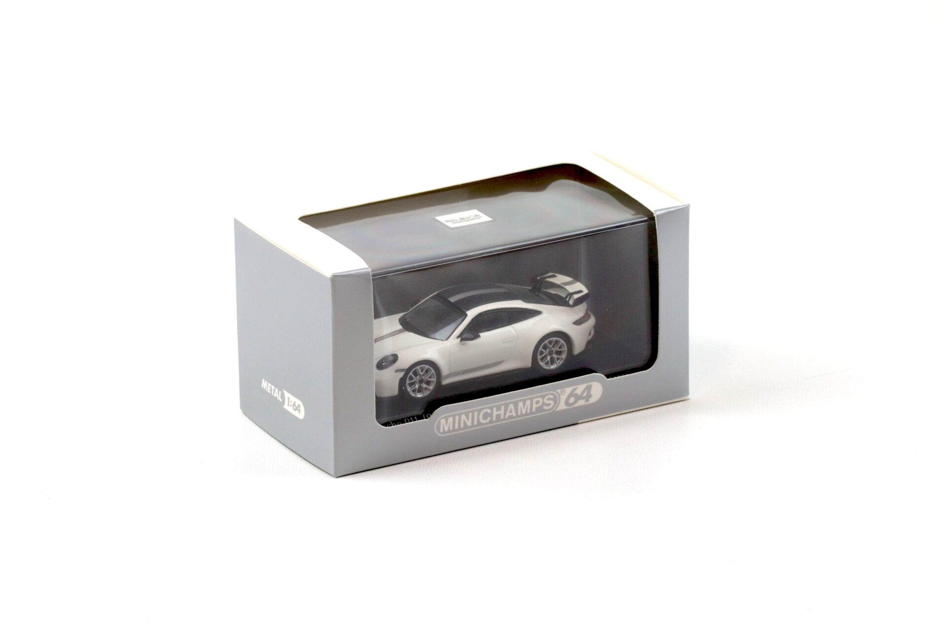 1:64 Minichamps Porsche 911 992 GT3 Coupe Carrera white/ silver stripes