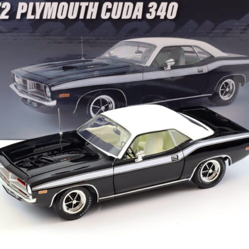 1:18 ACME 1972 Plymouth Cuda 340 Coupe black with white roof/ stripes