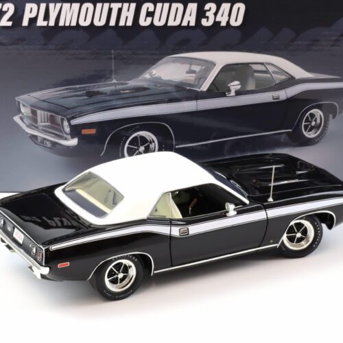 1:18 ACME 1972 Plymouth Cuda 340 Coupe black with white roof/ stripes