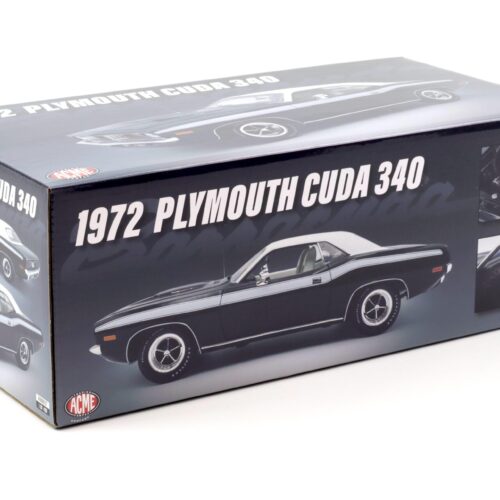1:18 ACME 1972 Plymouth Cuda 340 Coupe black with white roof/ stripes