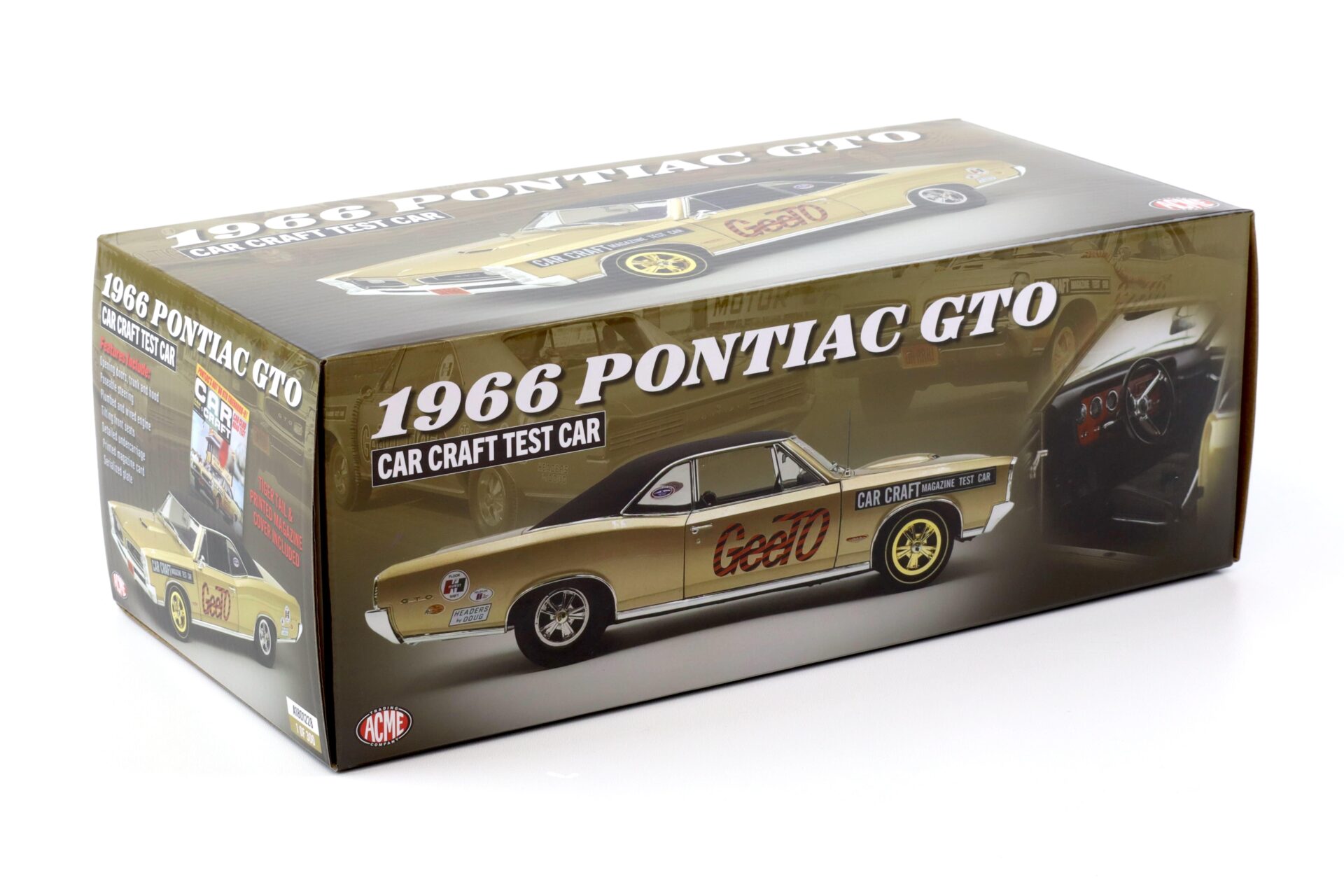 1:18 ACME 1966 Pontiac GTO Car Craft Test Car gold metallic/ black roof