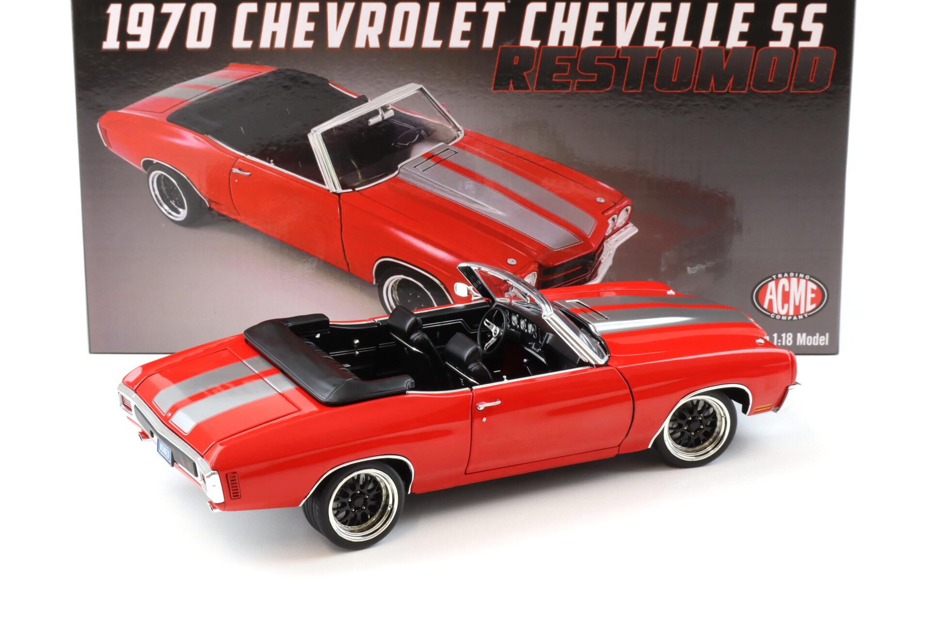 1:18 ACME 1970 Chevrolet Chevelle SS Convertible Restomod bright red/ silver stripes