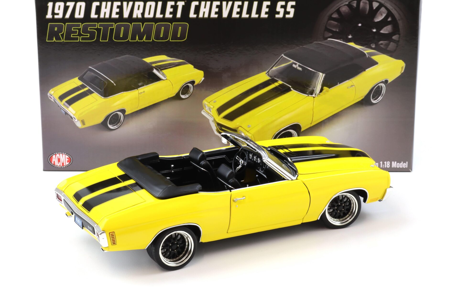1:18 ACME 1970 Chevrolet Chevelle SS Convertible Restomod yellow/ black stripes