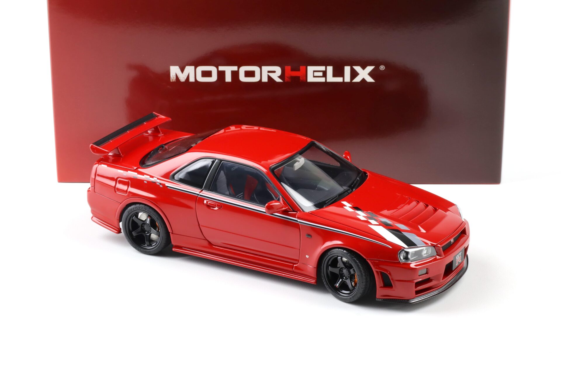 1:18 Motorhelix Nissan Skyline R34 Customized Active red M83426