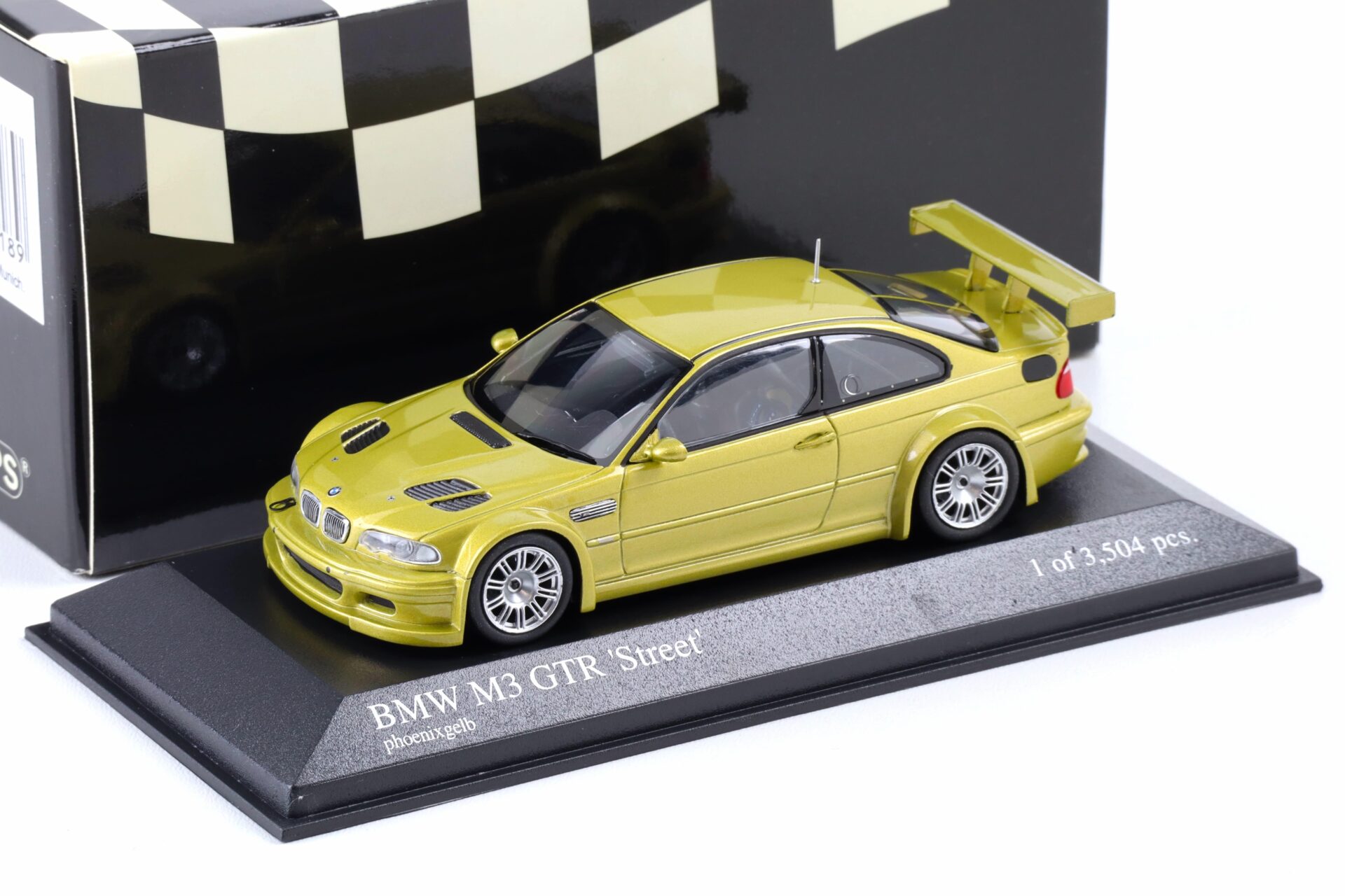 1:43 Minichamps BMW M3 E46 GTR Street Coupe 2001 Phoenix yellow