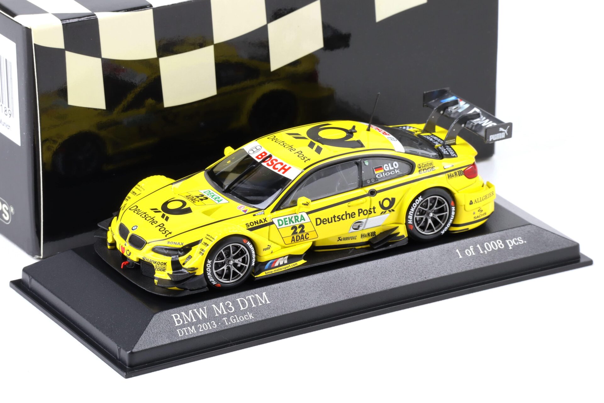 1:43 Minichamps BMW M3 DTM E92 Team MTEK DTM 2013 #22 Deutsche Post Glock
