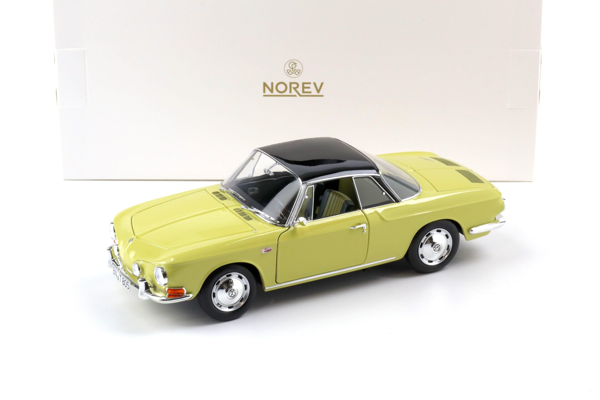 1:18 Norev VW Karmann Ghia 1500 Typ 34 Manila yellow/ black top 1961 - Limited 1000 pcs.