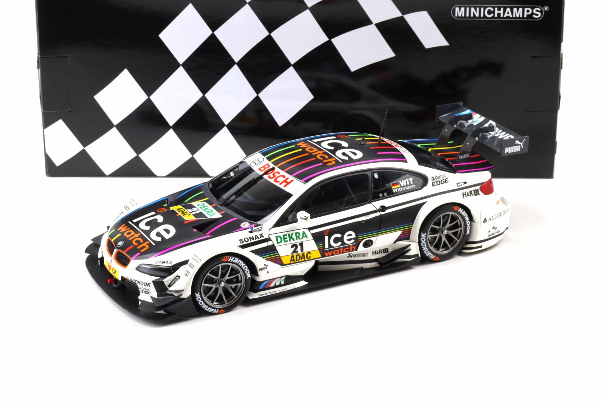 1:18 Minichamps BMW M3 E92 DTM Team MTEK #21 Ice Watch Wittmann 2013